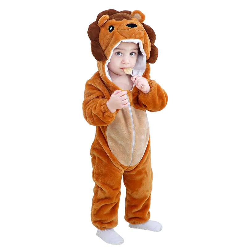 0-3Y Toddler Flannel Animal Costume Baby Newborn Lion Bodysuit Hooded - Image 2