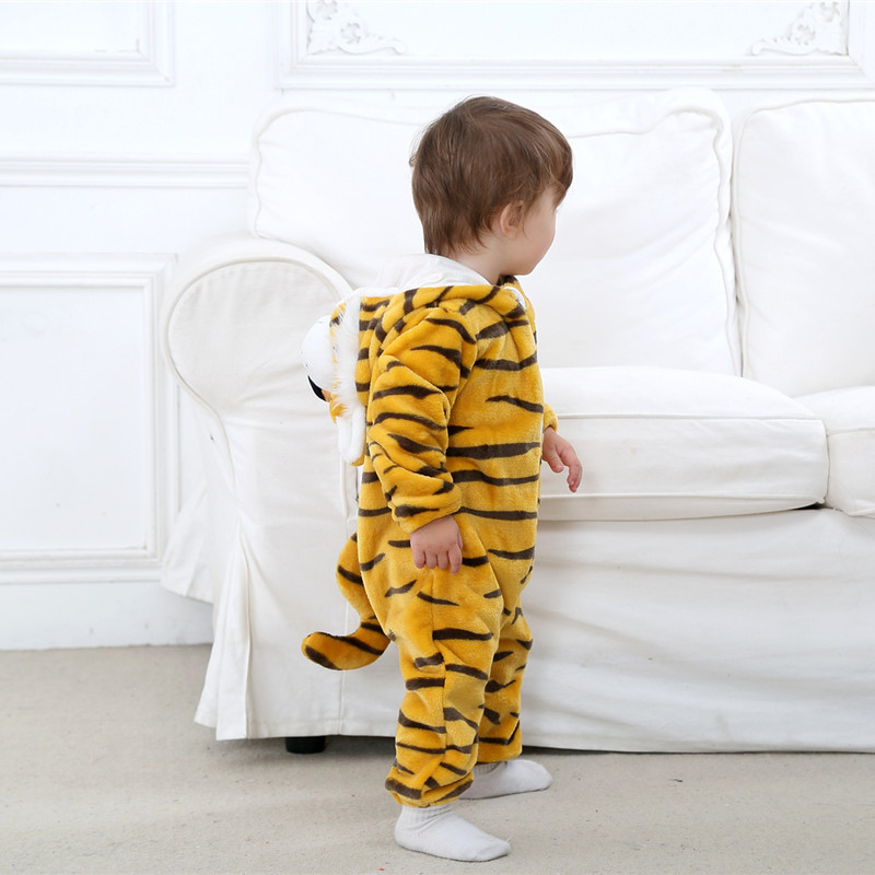 0-3Y Toddler Flannel Animal Costume Baby Newborn Tiger Bodysuit Hooded - Image 2