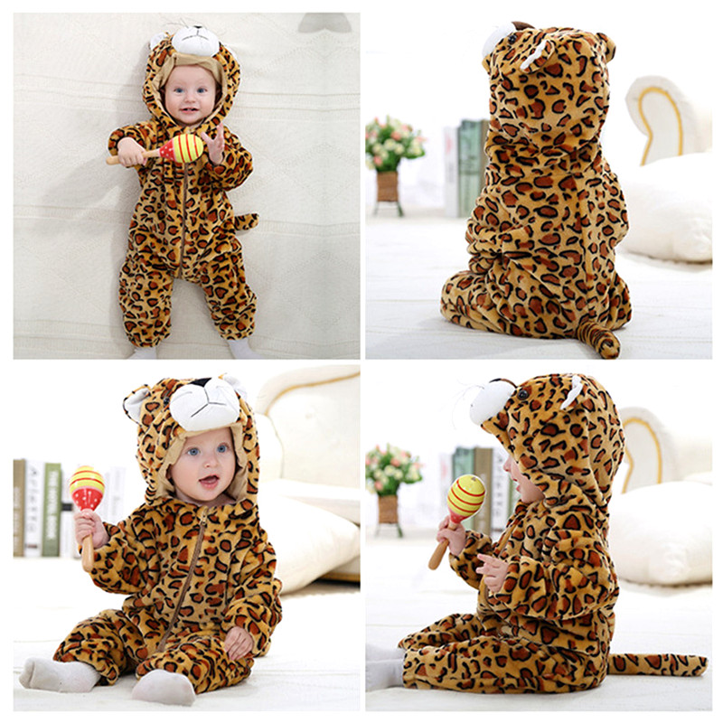 0-3Y Toddler Flannel Animal Costume Baby Newborn Tiger Bodysuit Hooded - Image 3