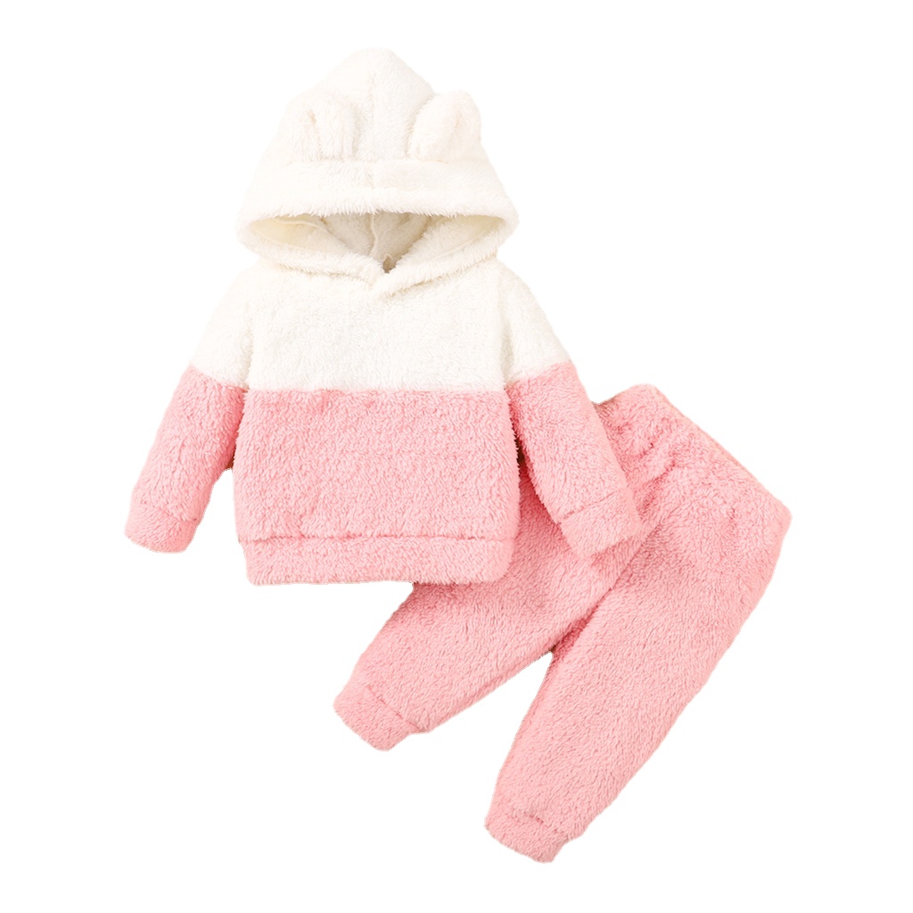 0-2 Years Newborn Baby Girl Fluff Hooded Clothes Set Long Sleeve Hoodie - Image 6