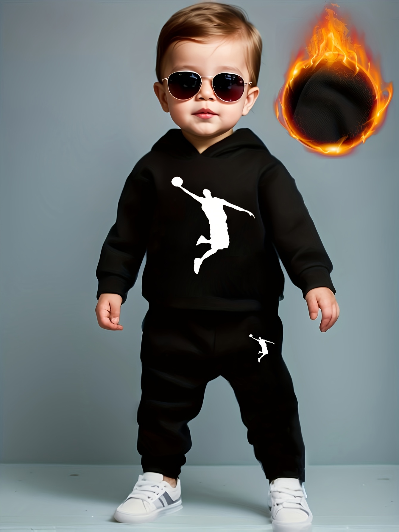 A fleece hoodie for a newborn baby boy in autumn and winter - Image 2