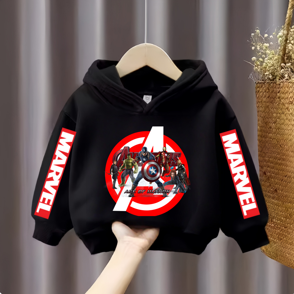 Kids Avengers Team Hoodie Marvel Super Heroes Group Print Daily Wear