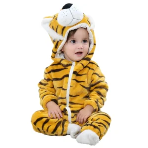 0-3Y Toddler Flannel Animal Costume Baby Newborn Tiger Bodysuit Hooded