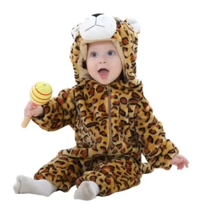 0-3Y Toddler Flannel Animal Costume Baby Newborn Tiger Bodysuit Hooded
