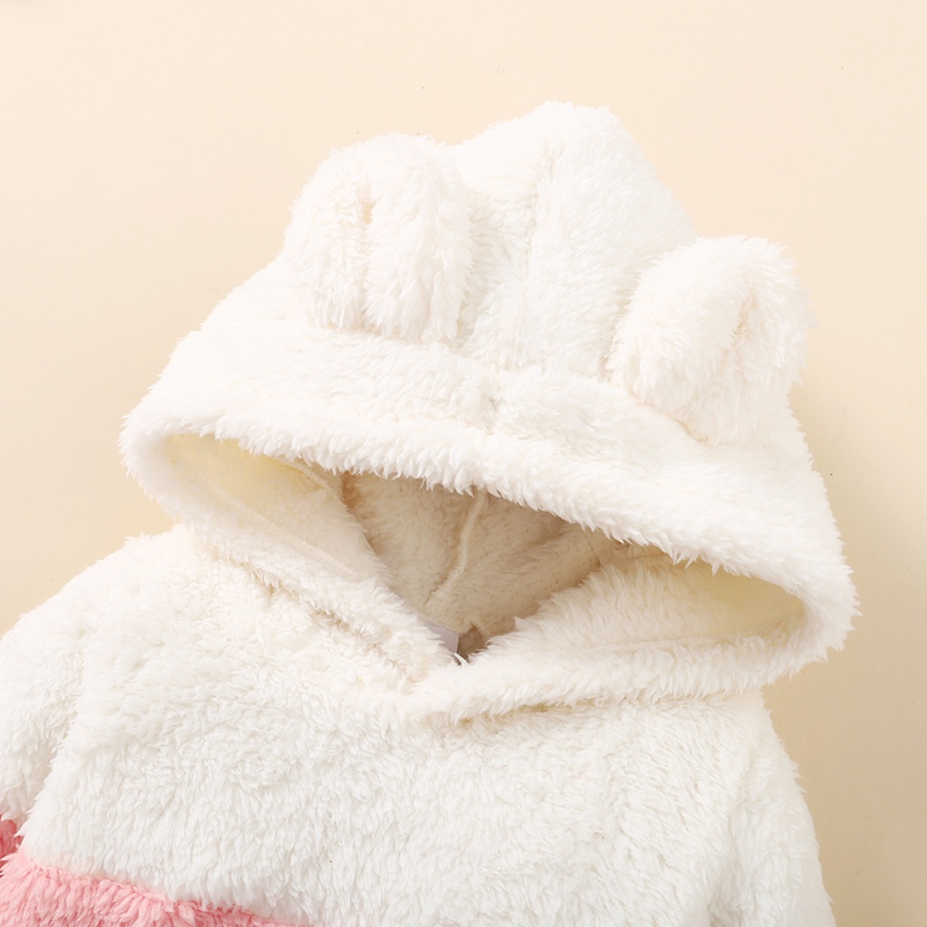 0-2 Years Newborn Baby Girl Fluff Hooded Clothes Set Long Sleeve Hoodie - Image 4