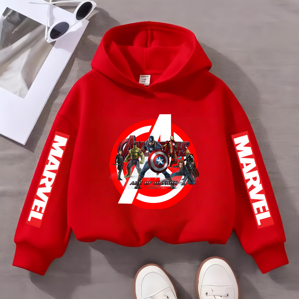 Kids Avengers Team Hoodie Marvel Super Heroes Group Print Daily Wear