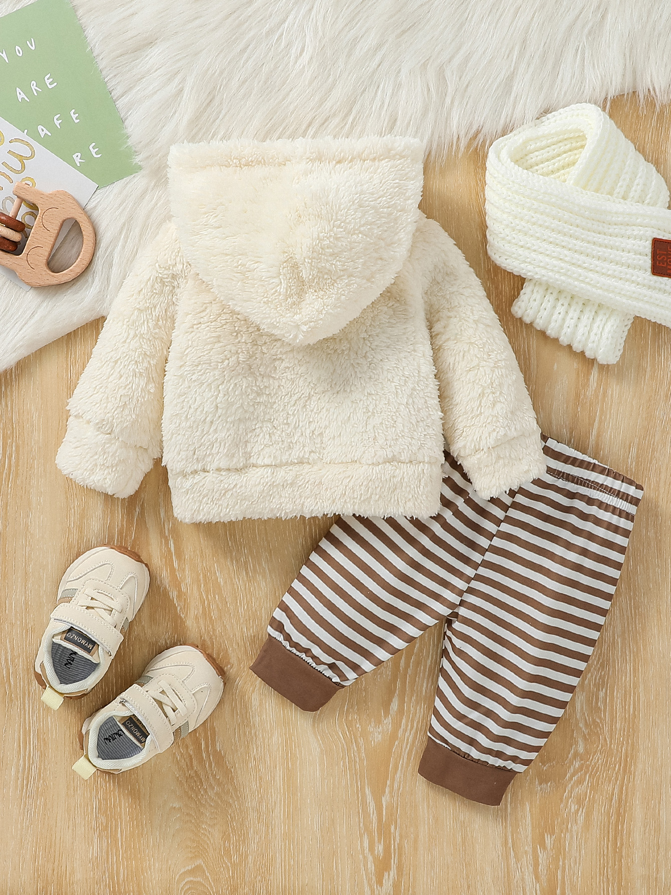 Baby Boys 2Pcs Newborn-6M Winter Long Sleeve Cartoon Bear Hooded Coat - Image 6